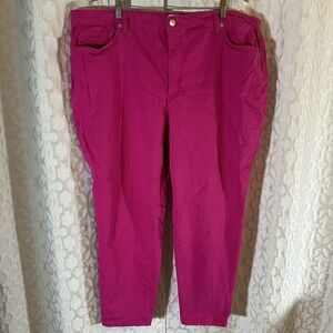 Crown & Ivy Womens High Rise Skinny Crop Jeans Pink Size 24W